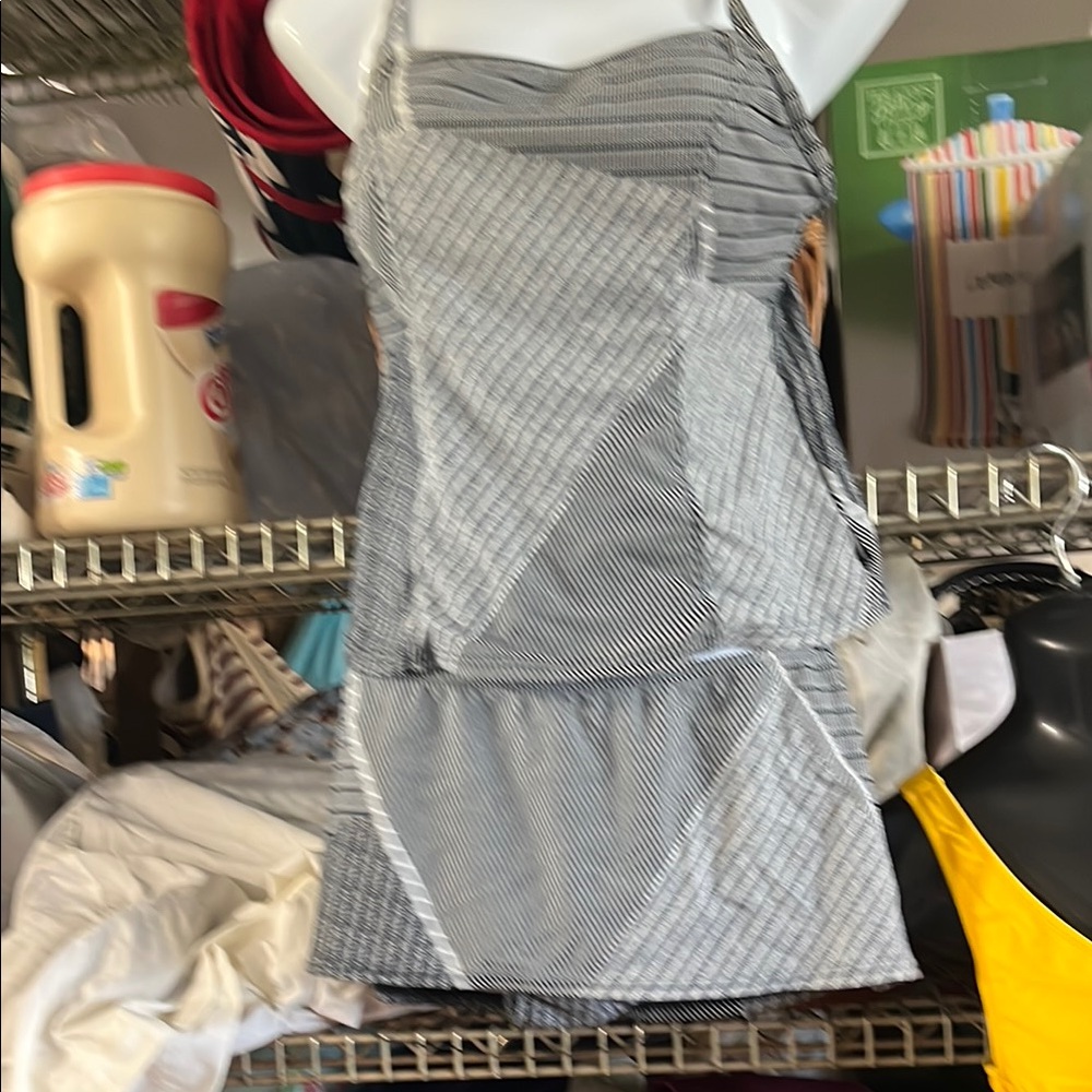 Striped Gray and White tankini